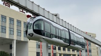 Con cara de panda: China estrena su primer tren aéreo